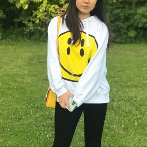 Zara x Smiley Oversized Sweatshirt, White Hoodie for Women